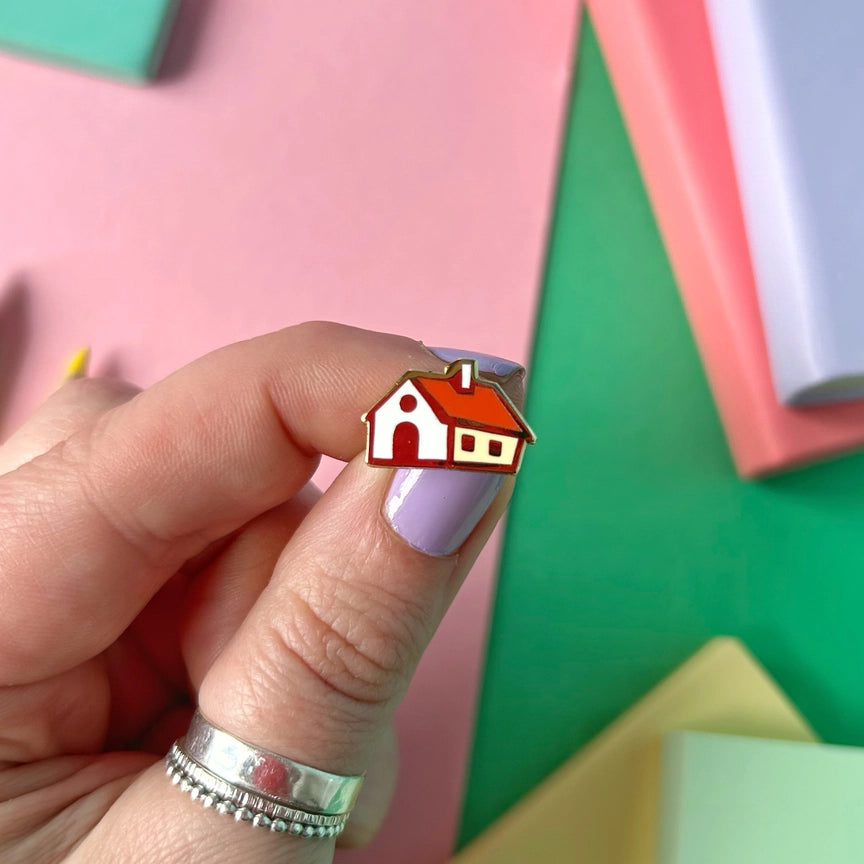 Tiny Tree and House Enamel Pin Set